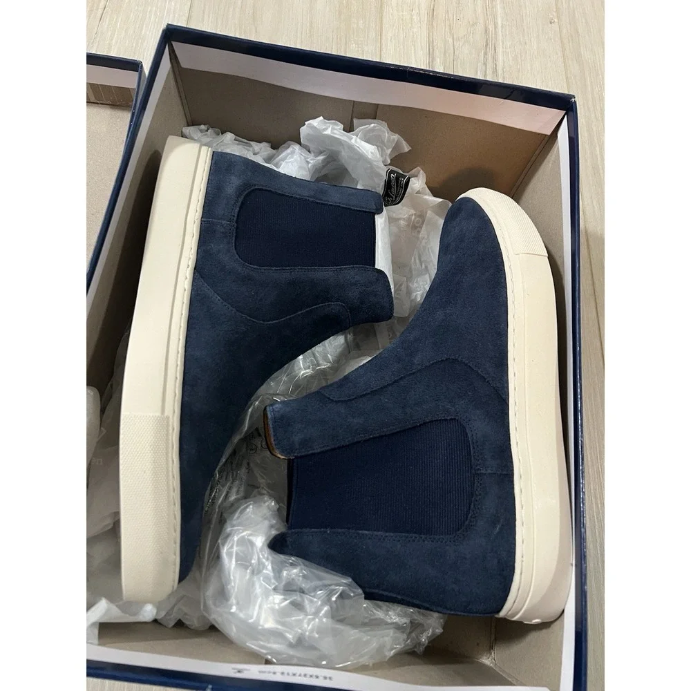 Polo Ralph Lauren Jermain Suede Leather Ankle Chelsea Boots Blue Size 7D.
